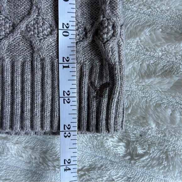 Vintage Y2K Womens XS American Eagle Taupe Cable Knit Fitted Sweater - Picture 3 of 7